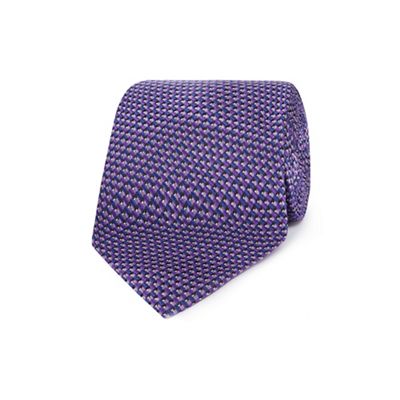 Purple silk textured regular tie
